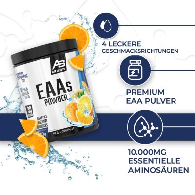 Premium ALL STARS EAAs Prah - Ukus Narandže - 10000 mg Amino Kiselina - Poboljšaj Svoj Trening