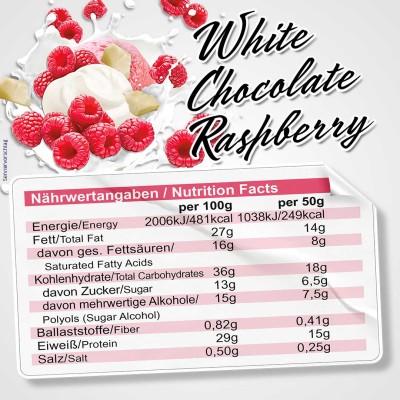 Nutritivne Vrijednosti - ALL STARS Whey-Crisp Proteinska Pločica - Ukus Bijela Čokolada i Malina